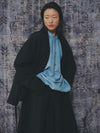 AVIVA JIFEI XUE 24 Autumn and Winter Wool Linen Satin Padded Short Kimono Jacket AJX-FW24-PSK-BWLS-HEI Black